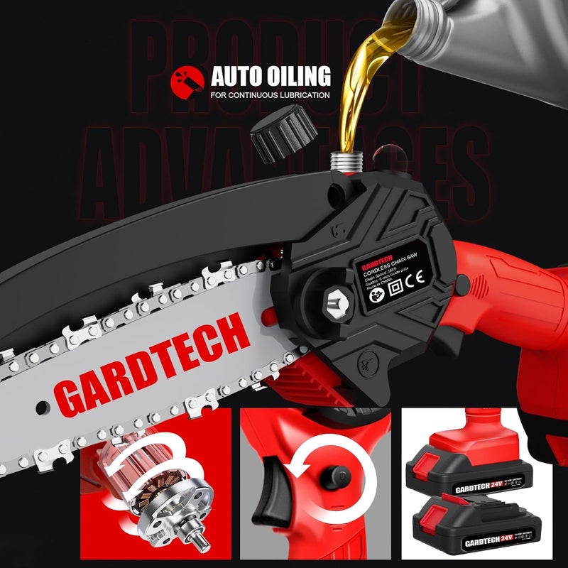GARDTEC BEST Mini Chainsaw 6 Inch, Cordless Portable Electric Chain Saw Handheld Electric Chainsaws with 2025 Upgraded 4 Chains 2 Batteries Good for Olders, DIYer, Gardeners Continuously 2 Hours Work - Image 3